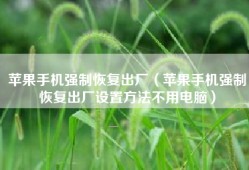 苹果手机强制恢复出厂（苹果手机强制恢复出厂设置方法不用电脑）