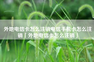 外地电信卡怎么注销电信手机卡怎么注销「外地电信卡怎么注销」